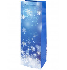 Пакет подарочный с мат.лам.  12х36х8,5 см (Bottle) Снежинки, 157г  (собст.разр.) ППК-2267