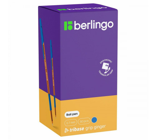 Ручка шариковая Berlingo  Tribase grip ginger св.-синяя, 0,7мм, СВз_70970