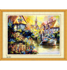 Набор для вышивания бисером (35x45, канва с рисунк) Дома на берегу реки (арт.561)