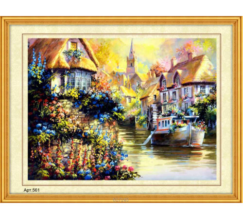 Набор для вышивания бисером (35x45, канва с рисунк) Дома на берегу реки (арт.561) Набор для вышивания бисером (35x45, канва с рисунк) Дома на берегу реки (арт.561)