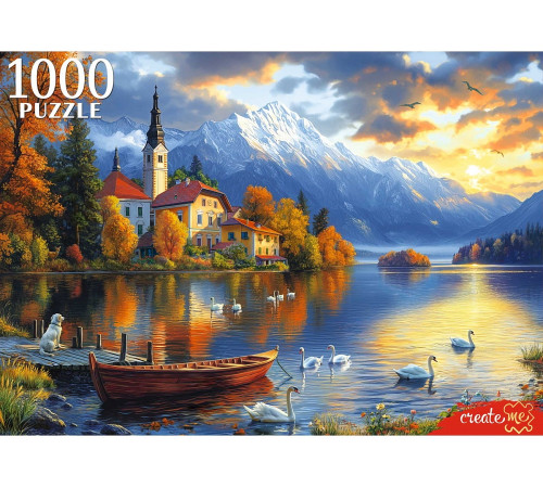 Пр.п.ПАЗЛЫ 1000 элементов. ЗАКАТ НА ОЗЕРЕ БЛЕД  (арт.Ф1000-0197)