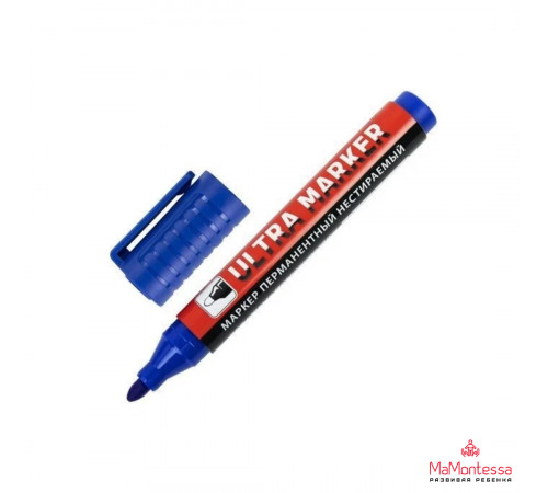 Маркер перманентный ULTRA MARKER, СИНИЙ, 3,5 мм, с клипом, BRAUBERG, 152206