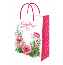 Dream cards Пакет подарочный с мат.лам. 32,4х44,5х10,2 см (XL) Маки, 190г(собс.разр) ППК-2777