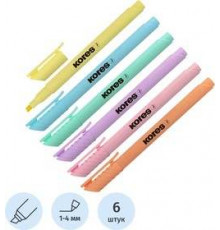 Набор текстовыделителей Kores High Liner Pastel (толщина линии 1-4 мм, 6 цветов)