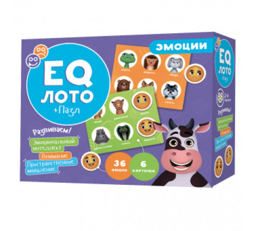 EQ Лото. Эмоции. 6 карточек, 36 фишек. 4+