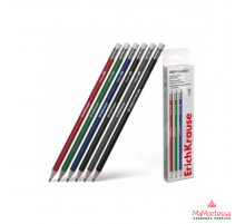 Чернографитный карандаш ErichKrause Deep Classic triangular, трехгранный, с ластиком, HB  60718
