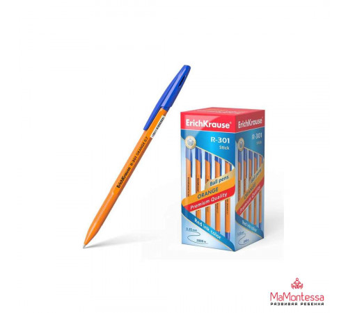 Ручка шариковая ErichKrause R-301 Stick Orange 0.7, цвет чернил синий (в коробке по 50 шт.)43194