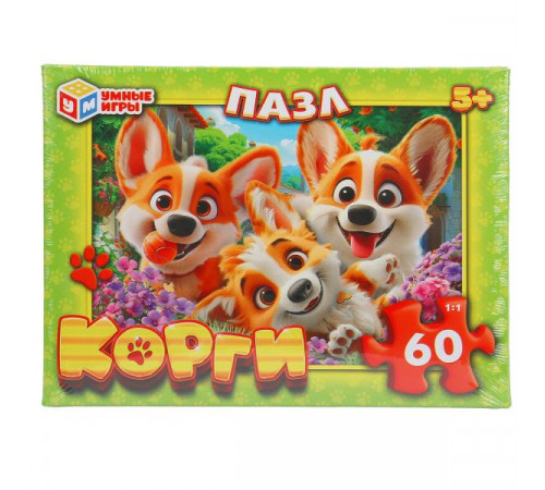 Корги. Пазлы классические в коробке. Пазл 60 деталей. 190х141х35 мм. Умные игры Корги. Пазлы классические в коробке. Пазл 60 деталей. 190х141х35 мм. Умные игры