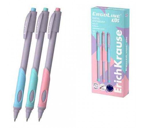 Ручка шариковая ErichKrause ErgoLine® Kids Stick&Grip Pastel 0.5, Super Glide Technology, черни