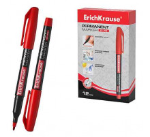 Перманентный маркер ErichKrause P-70, цвет чернил красный (в коробке по 12 шт.)