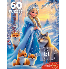 Пр.п.ПАЗЛЫ 60 элементов. СНЕГУРОЧКА И ЛЕСНЫЕ ЖИТЕЛИ (арт.П60-7598)