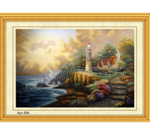Набор для вышивания бисером (35x45, канва с рис) Маяк на обрыве (арт.694) Набор для вышивания бисером (35x45, канва с рис) Маяк на обрыве (арт.694)