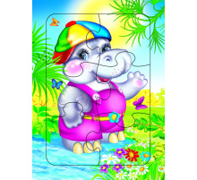 Пазл на планшете. Бегемотик