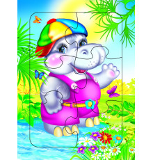 Пазл на планшете. Бегемотик