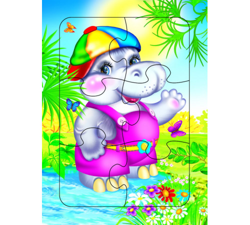 Пазл на планшете. Бегемотик