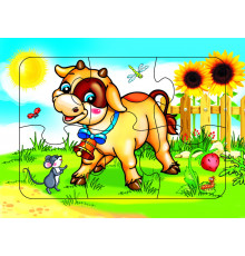 Пазл на планшете. Теленок