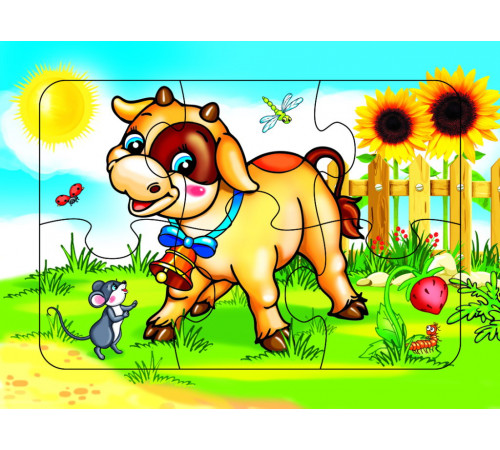 Пазл на планшете. Теленок