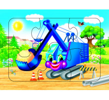 Пазл на планшете. Экскаватор