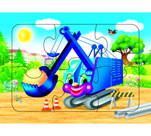 Пазл на планшете. Экскаватор