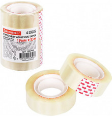 Клейкие ленты 19мм х 33м канцелярские BRAUBERG 1 шт, прозрачные, гарантиров. длина, 228762