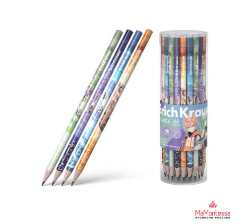 Чернографитный карандаш ErichKrause Manga, трехгранный, HB  60727