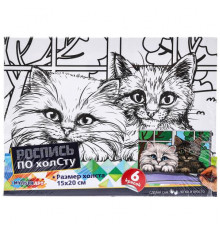 Набор д/дет тв-ва холст для росписи 15*20 см котики МУЛЬТИ АРТ в кор.48шт