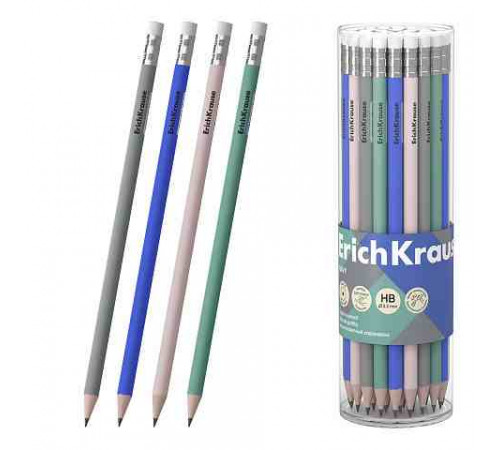 Чернографитный карандаш ErichKrause Navy, круглый, с ластиком, HB (в тубусе по 42 шт.)