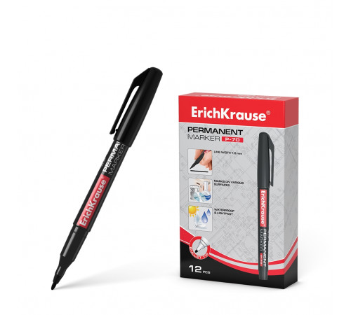 Перманентный маркер ErichKrause®  P-70, цвет чернил черный