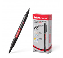 Двухсторонний перманентный маркер ErichKrause Double P-80, цвет чернил черный (в коробке по 12 шт.)48183