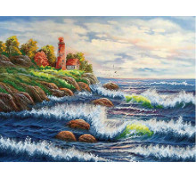 Набор для вышивания бисером (35x45, канва с рис) Шторм на море (арт.AS419)