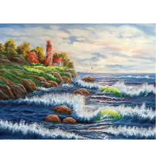 Набор для вышивания бисером (35x45, канва с рис) Шторм на море (арт.AS419)