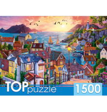 TOPpuzzle. ПАЗЛЫ 1500 элементов. Приморский город на закате (арт.ХТП1500-1591)