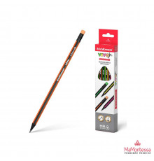 Чернографитный карандаш ErichKrause VIVO, трехгранный, с ластиком, HB (в коробке по 12 шт.) 45622