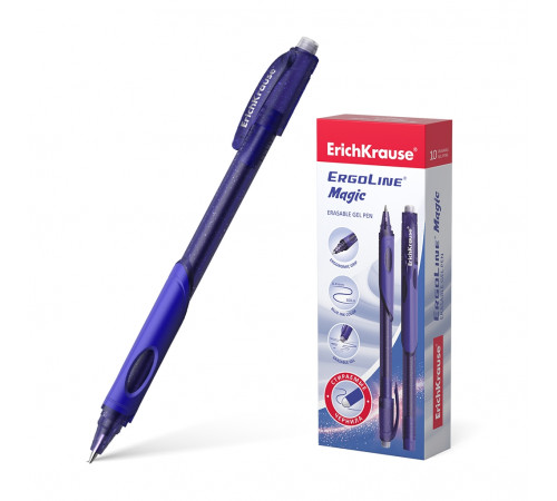 Ручка гелевая сo стираемыми чернилами ErichKrause® ErgoLine® Magic Stick&Grip 0.5, цвет  чернил синий  47981