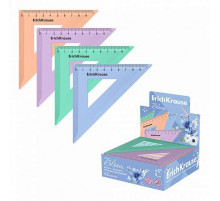 Угольник пластиковый ErichKrause Pastel Bloom, 45°/9см, ассорти (в коробке-дисплее по 42 шт)