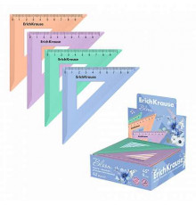 Угольник пластиковый ErichKrause Pastel Bloom, 45°/9см, ассорти (в коробке-дисплее по 42 шт)