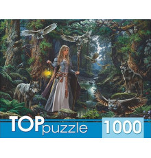Пр.п.TOPpuzzle. ПАЗЛЫ 1000 элементов. Девушка с волками и совами (арт. Ф1000-5889)