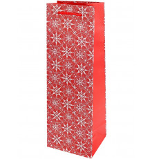 Пакет подарочный с мат.лам. 12х36х8,5 см (Bottle) Новогодний, 157г  (собст.разр.) ППК-2268