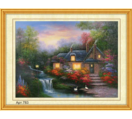 Набор для вышивания бисером (27x35, канва с рис) Милый домик в лесу (арт.783)