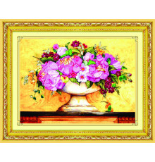 Набор для вышивания лентами (38х48 см) Пышный букет в вазе (арт.C-0028)