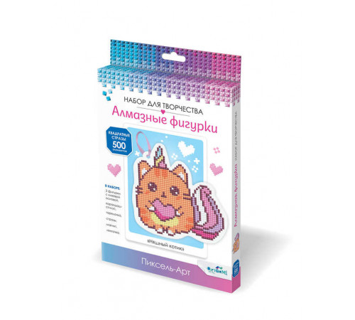 Алмазная фигурка с магнитом и ленточкой. Няшный котик. Арт.05243