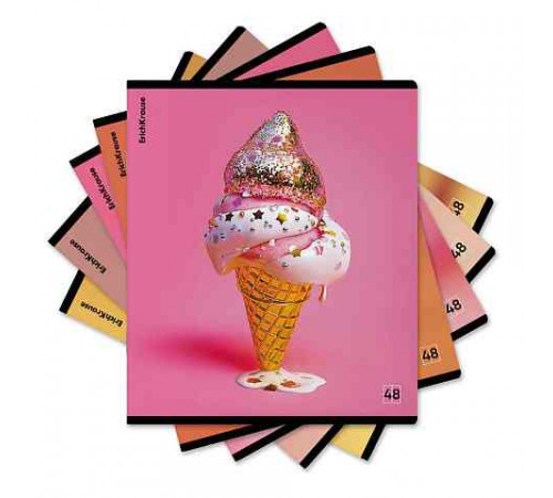 Тетрадь общая ученическая ErichKrause Glow Food, 48 листов, клетка, матовая ламин+выборочный УФ-