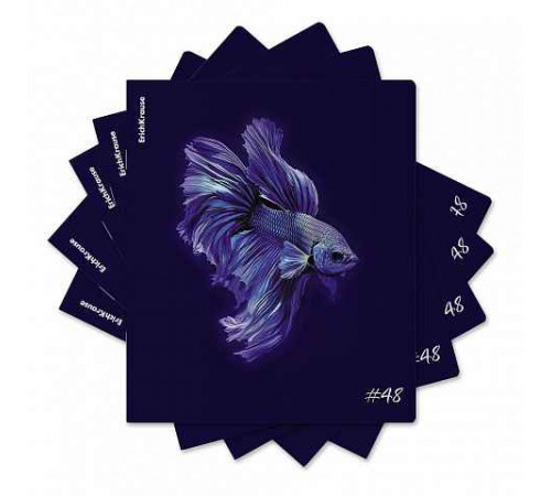 Тетрадь общая ученическая ErichKrause Indigo, 48 листов, клетка, ламин. soft-touch+выборочный УФ-