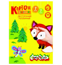Картон цветной мелованный 2-сторон. Каляка-Маляка 7 цветов, 7 листов. 195х265 мм