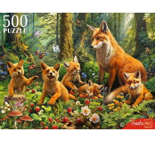 Пр.п.ПАЗЛЫ 500 элементов. СЕМЬЯ ЛИС В ЛЕСУ (арт. Ф500-6631)