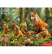 Пр.п.ПАЗЛЫ 500 элементов. СЕМЬЯ ЛИС В ЛЕСУ (арт. Ф500-6631)