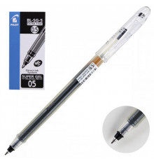 Ручка гелевая Pilot Super Gel, корпус прозрачный, узел 0,5 мм, линия 0,3 мм, черная