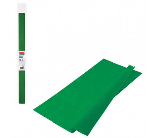 Бумага гофрированная/креповая, 32 г/м2, 50х250 см, темно-зеленая, в рулоне, BRAUBERG, 126537