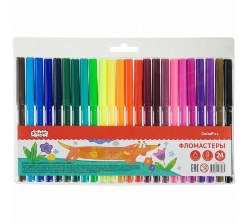 Фломастеры Комус Класс ColorPics 24 цвета с вентилируемыми колпачками смываемые