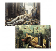 Папка-конверт на кнопке пластиковая ErichKrause Big City Cats, A4, ассорти (в пакете по 12 шт.)